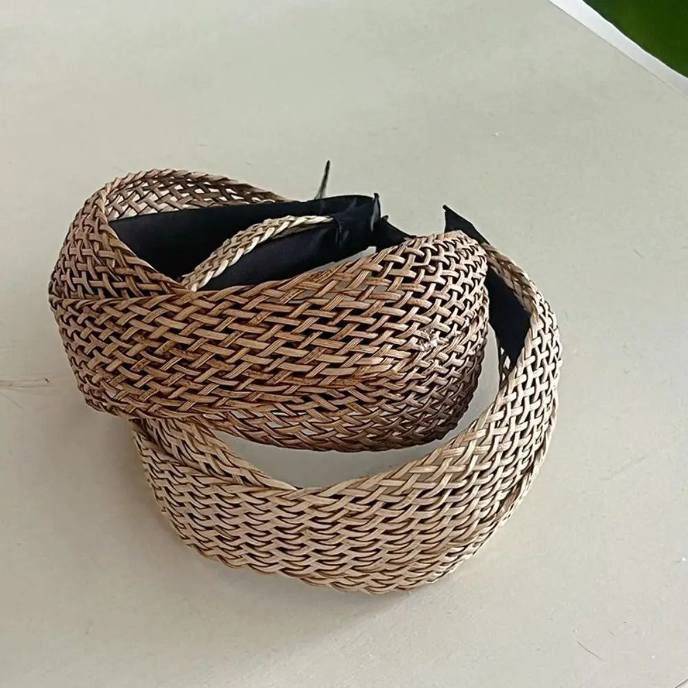 Hollow Straw Weave Headband Vacation Style Headwear Wide Edge Hairband Hair Band Korean Style Bohemian Style Hair Hoop Kids 250610