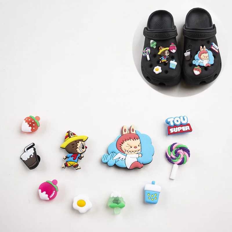 Labubu Crocs Flower PVC Decorations DIY Soft Glue Removable Shoe Buckle Cute Accessories Animation Peripheral Z250614