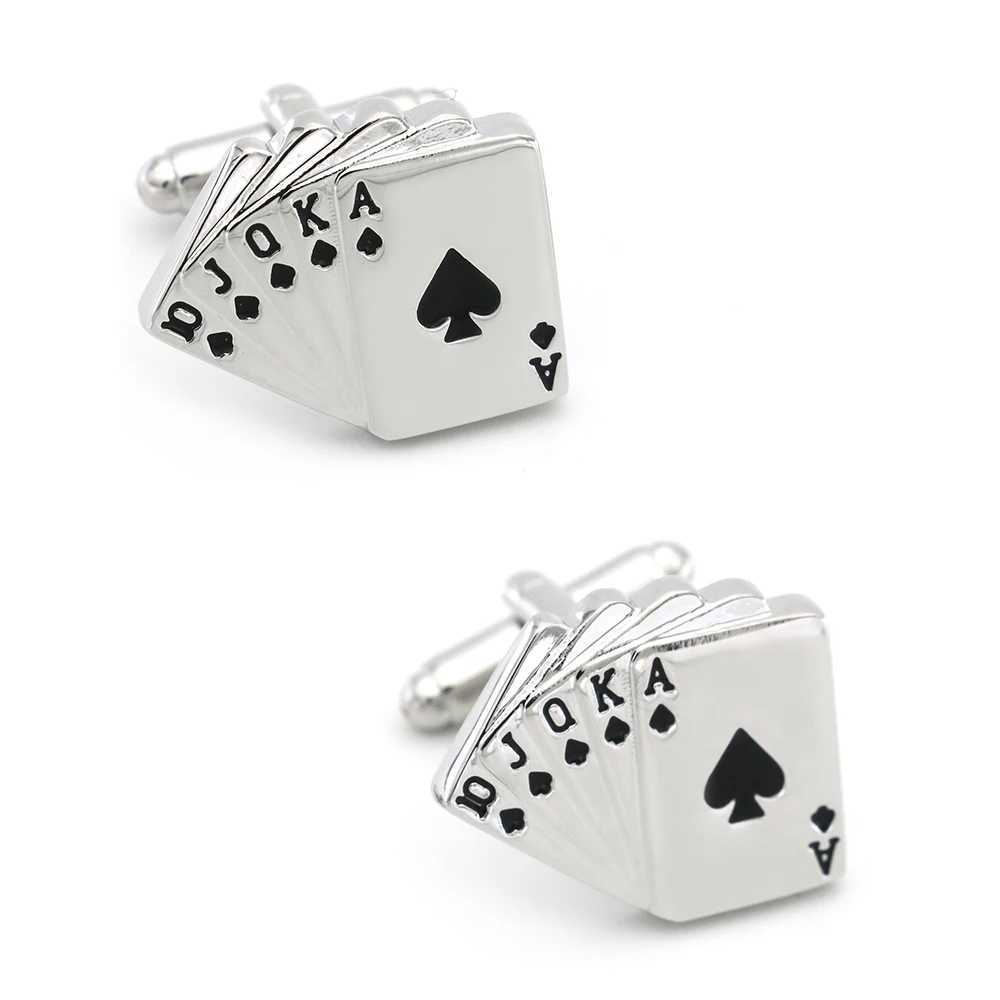 Quality Copper Material Casino Series Cufflinks Playing Card Design Flush Cufflinks For MenXJ250614