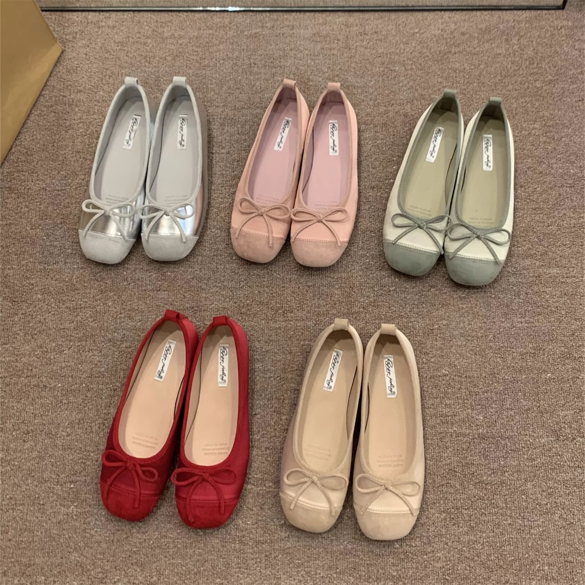 Ddmyoutdoor Ddmyoutdoor Soft Sole Red Spring Autumn Gentle Small Single Women Flat Evening French Style Silver Ballet Shoes Outdoor Outdoor Shoes