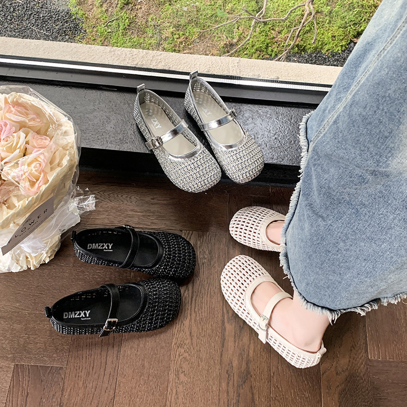 Ddmyoutdoor French Mary Jane For Women Summer New Fairy Style Versatile Breathable Hollow Strap Single Shoes Outdoor Shoes