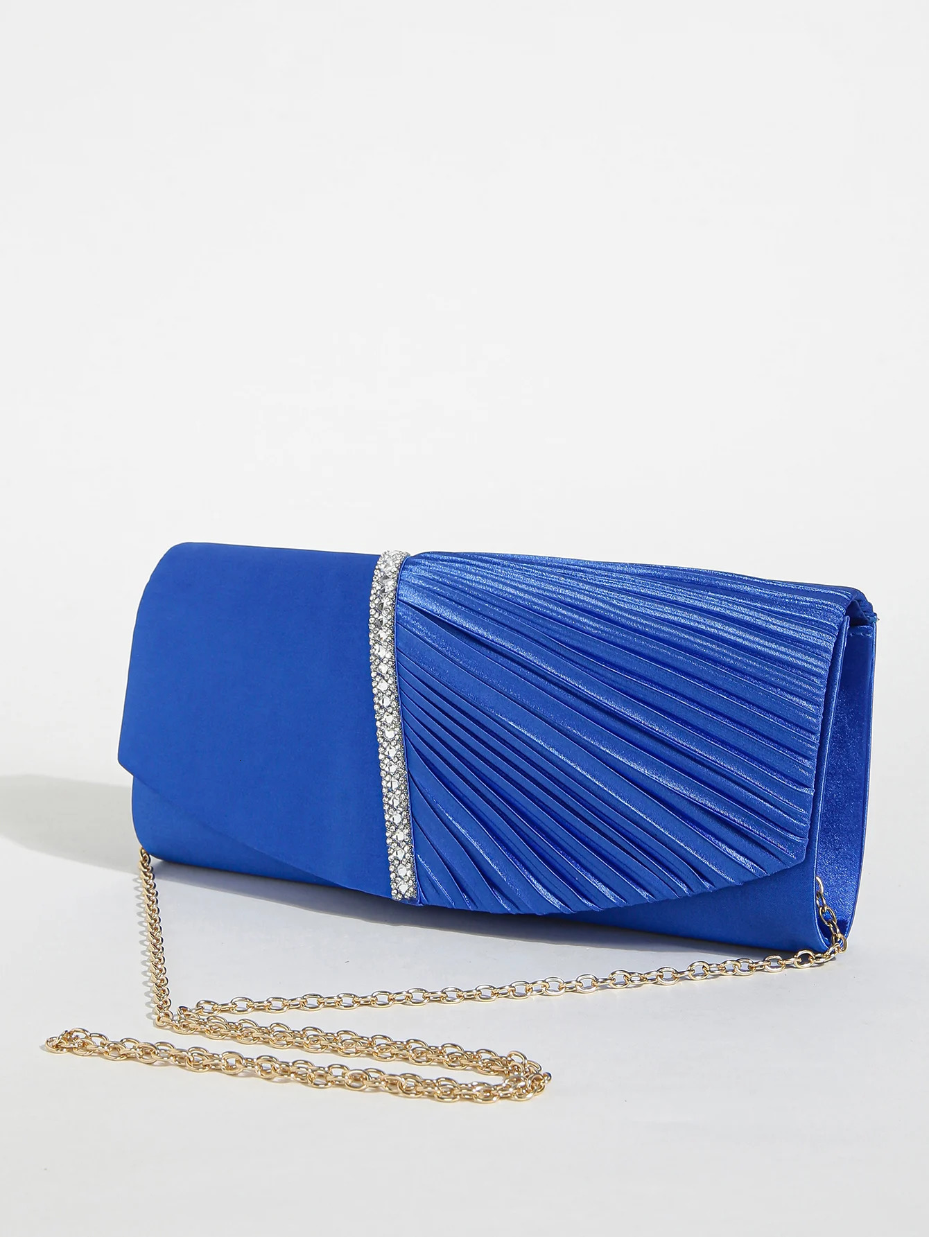 1PC Elegant Shinny Satin Evening Bag Rhinestone Flap Clutch Purse for Women Formal PartyPromWedding 250614