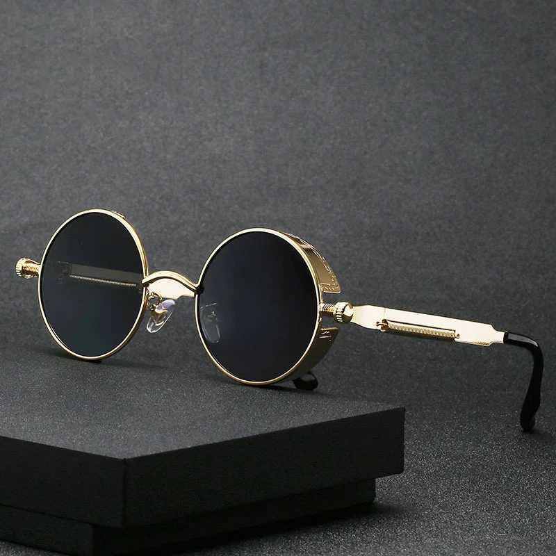 Brand Round Sunglasses Man Woman Gothic Steampunk Sun Glasses Male Female Metal Retro Designer Mirror Vintage Sunglasses Z250614