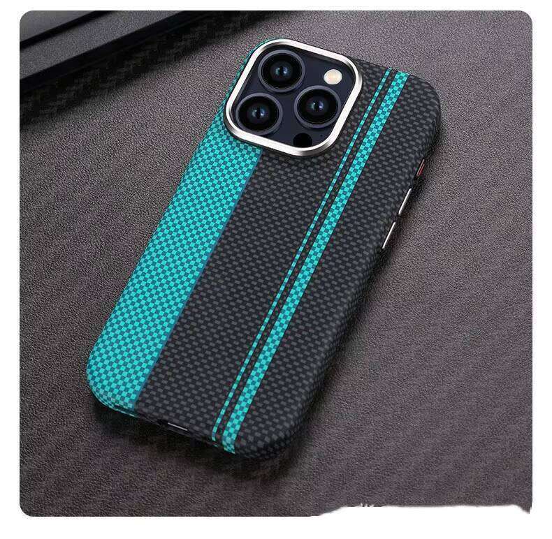 Magnetic Phone Case Aramid Fiber Pattern, Suitable for Apple 16 15 14 13 12 Pro Max with Lens Protection - PC Shell