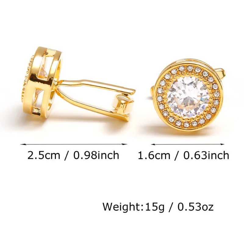 High-end Mens Cufflinks Sleeve Studs Elegant Round Rhinestone Cuff Links Shirt Buttons Wedding Banquet Luxury Jewelry XJ250614