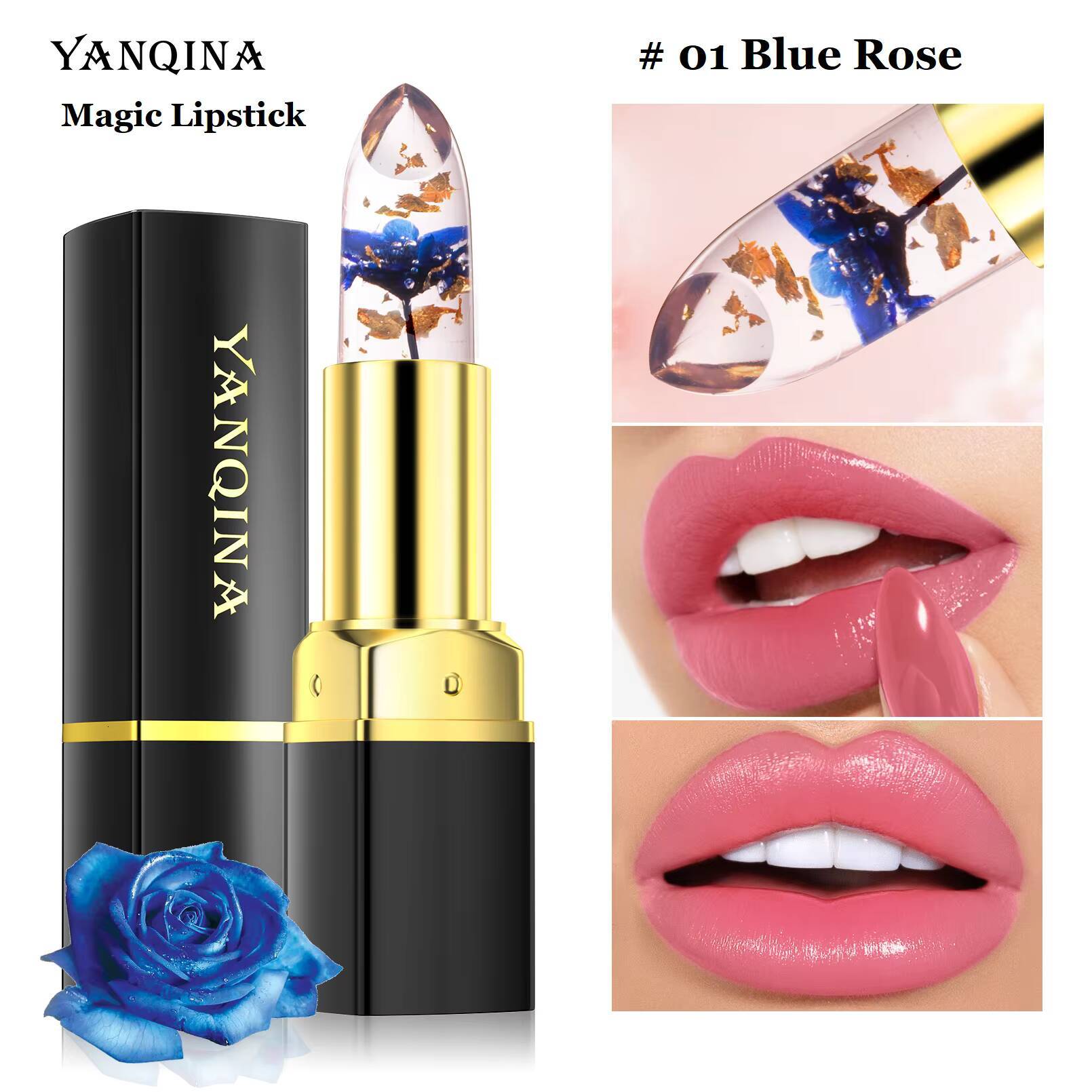 Moisturizing Flower Transparent Temperature Color Changing Lip Balm Long Lasting Jelly Lipstick Lips Care Makeup 1pc happy