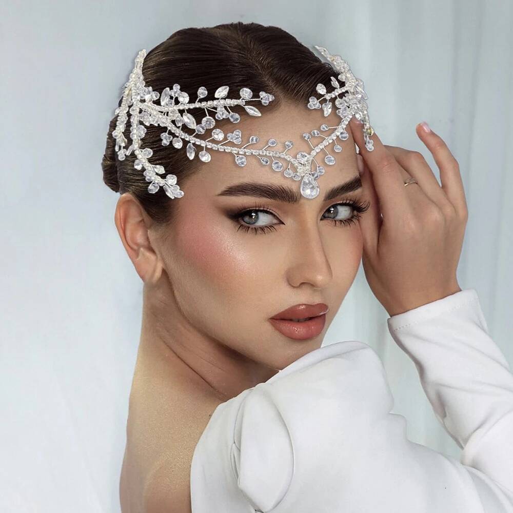 DZ215 Bling Indian Pendant Forehead Chain Jewelry Tiara Headpiece Bridal Headdress Crystal Wedding Headwear Accessories Gift
