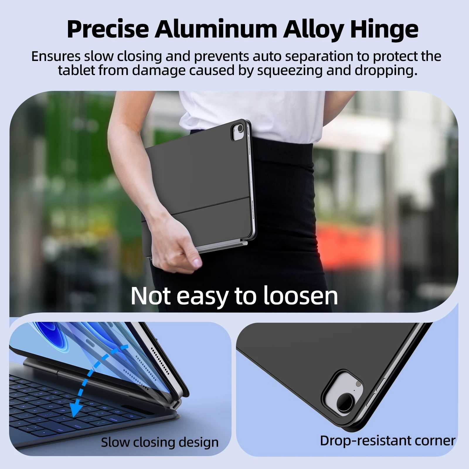 GOOJODOQ Ultra Thin Magic Keyboard for iPad Pro 11 Air 11 M3/M2 Pro 12.9 Pro 13 Pad A16 Glass Trackpad Aluminum Alloy Keyboard X250614