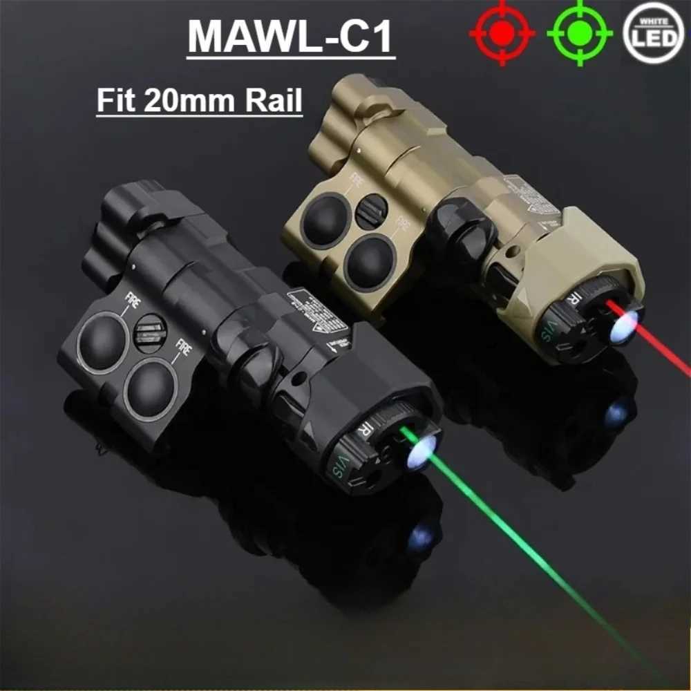 Tactical MAWL-C1 Flashlight Red Green Laser Sight White Strobe Outdoor Hunting Weapon Scout Light Fit 20mm Rail XJ250613