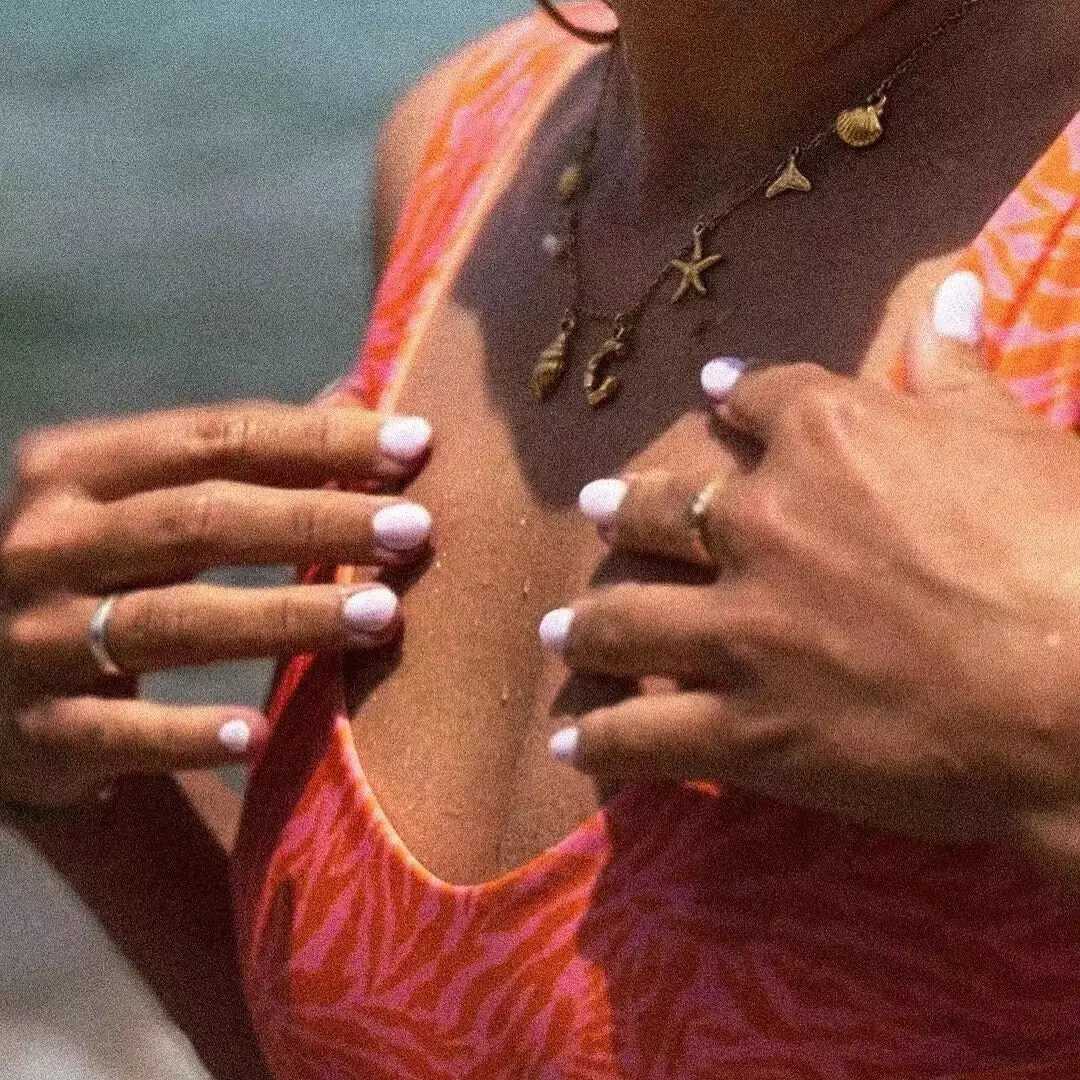 MHS.SUN Starfish Shell Initial Necklace Waterproof 18K Gold Plated Stainless Steel Charm Necklaces Surfer Girl Summer Beach Gift Z250614