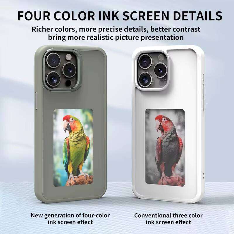 Smart DIY Luxury Phone Case, Compatible with iPhone 16 13 Pro Max, Four-Color E-Ink Display Cover, NFC Transmission, Infinite Pattern Computer