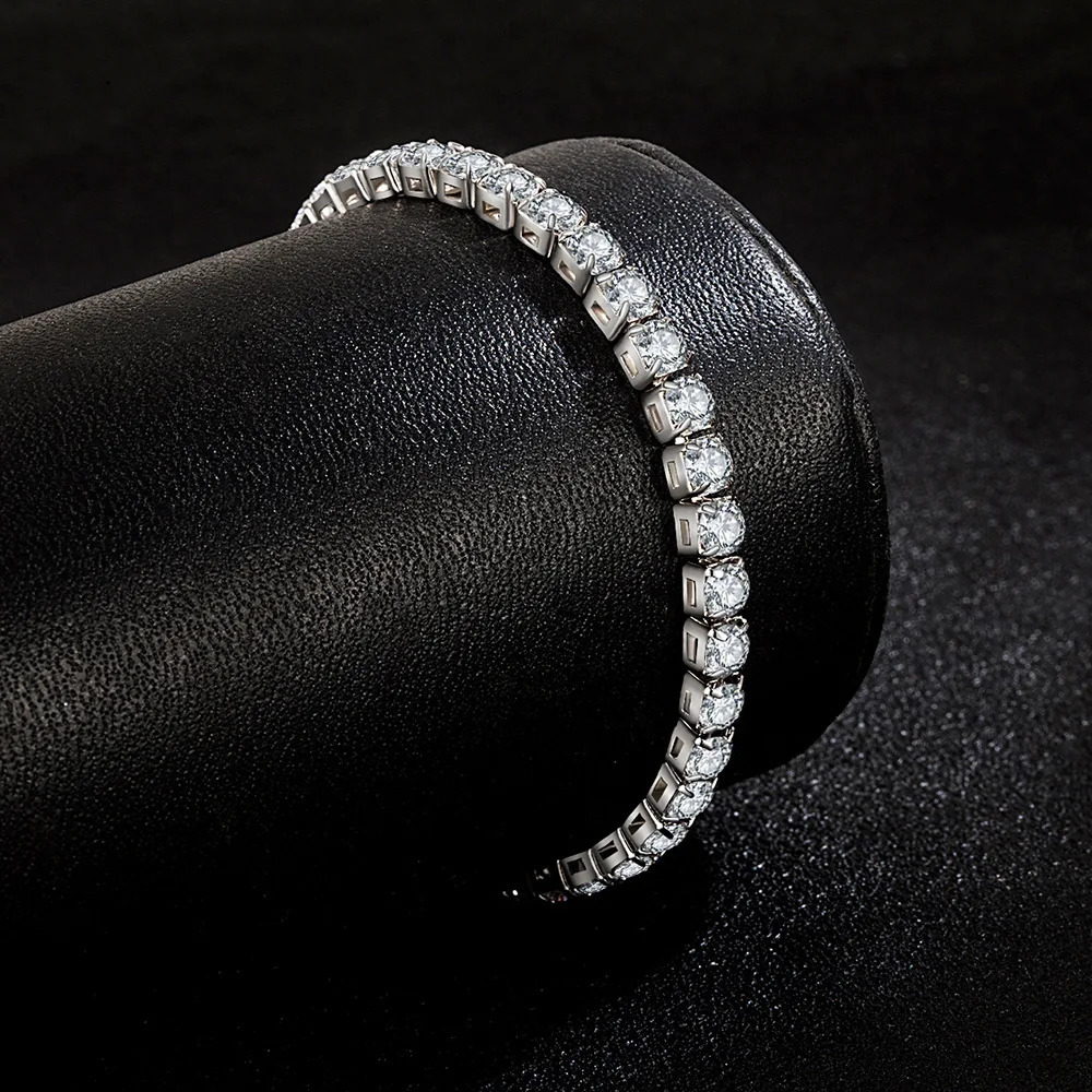 925 Sterling Silver Bracelet Zircon Chain Bracelet For Women Fashion Simple Engagement Wedding Glamour Jewelry 4MM 17.5CM 250610
