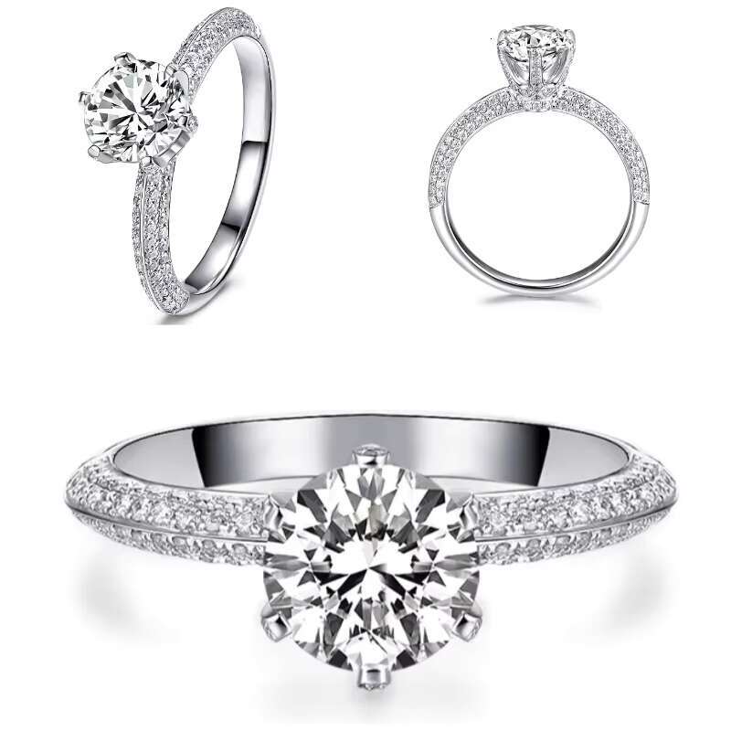 925 Sterling Silver 1ct Moissanite Engagement Ring Jewelry Lab VVS Diamond Wedding Rings for Woman