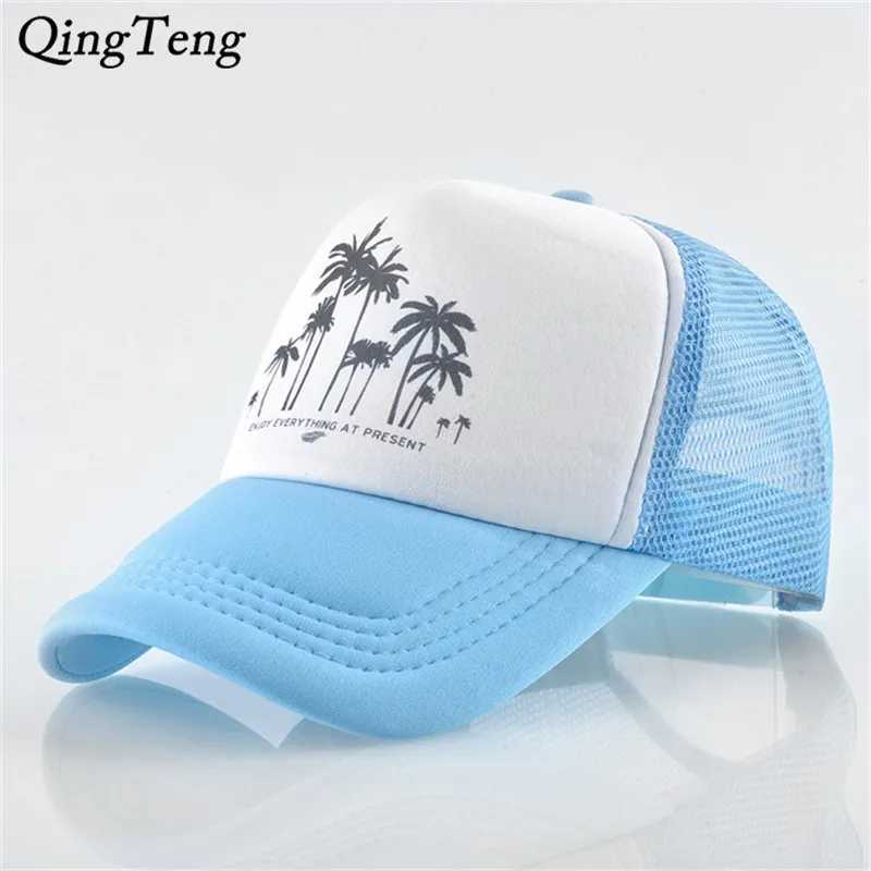 Beach Style Coconut Tree Mesh Baseball Cap Summer Outdoor Sport Trucker Caps Men Women Brand Hip Hop Snapback Gorra Casquette W250614