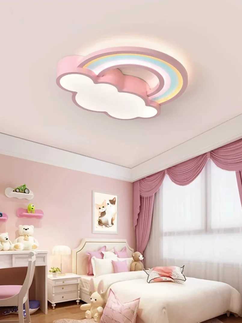 Rainbow LED Ceiling Mounted Light for Bedroom Children Kids Girls Pink Decoration Lamp Home Indoor Lighting Cloud Living Room XJ2500613