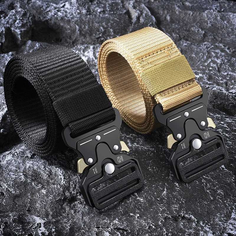 Mens Belt Outdoor Hunting Tactical Mens Belt Multifunctional Combat Survival High Quality Canvas Nylon Mens Belt Sports Belt X250614