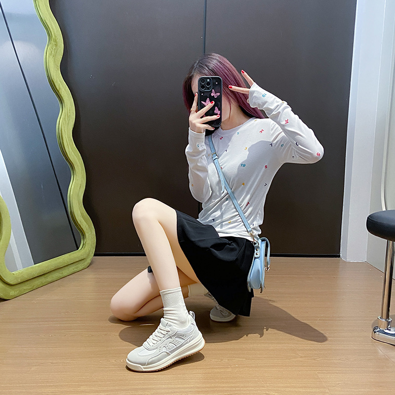 Ddmysports White Sneakers For Women Spring New Korean Style Ins Female Students Casual Mesh Versatile Board Shoes Street Shooting AG Outdoor Shoes