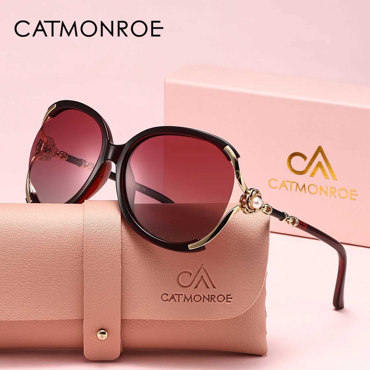 CATMONROE 1 PCS Polarized Women sunglasses Oval PC Frame Metal Hinge Decorative Flower UV400 Brand Luxury women glasses Z250614