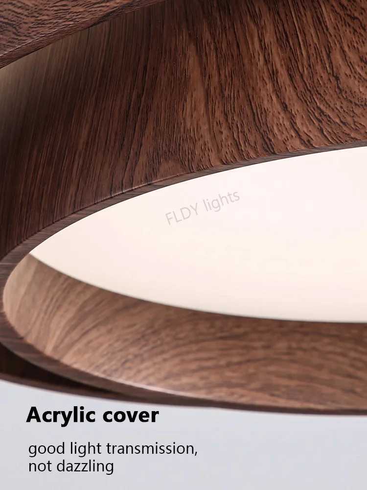 Menvix Nordic Walnut Wood LED Ceiling Chandelier for Living Dining Room Balcony Bedroom Lamp Home Decor Indoor Lighting Fixture XJ2500613