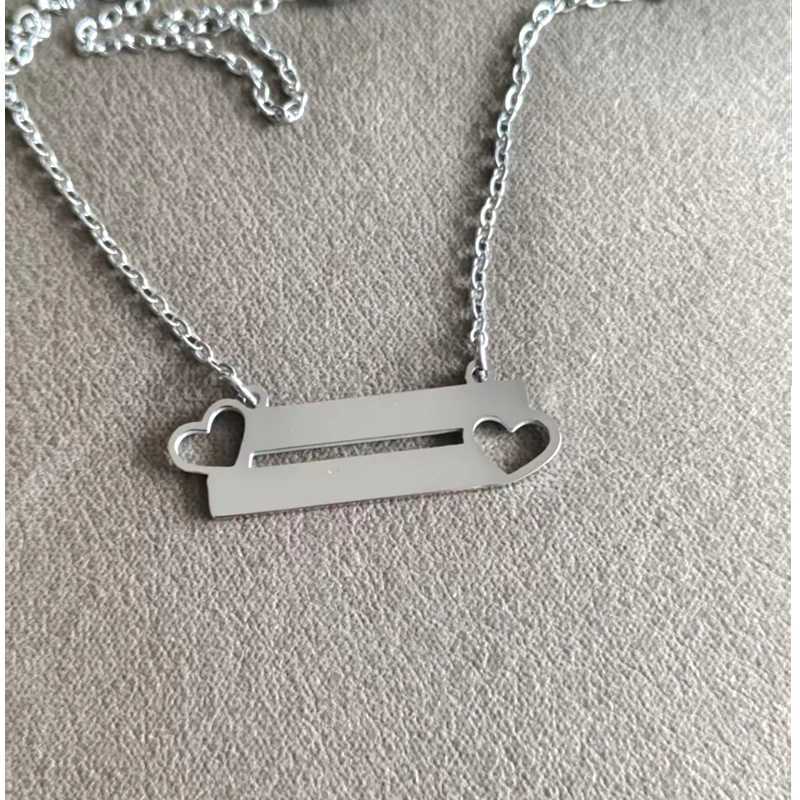 10pcs/lot 13*35mm Stainless Steel Heart Blank Bar Necklace for Women Necklaces Simple Pendant Stainless Steel Jewelry Z250614