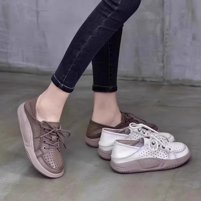 Ddmysports Openwork Sandals For Women Summer New Casual Sports Single Closed Toe Lace Up Soft Sole Platform Hole Shoes Outdoor Shoes