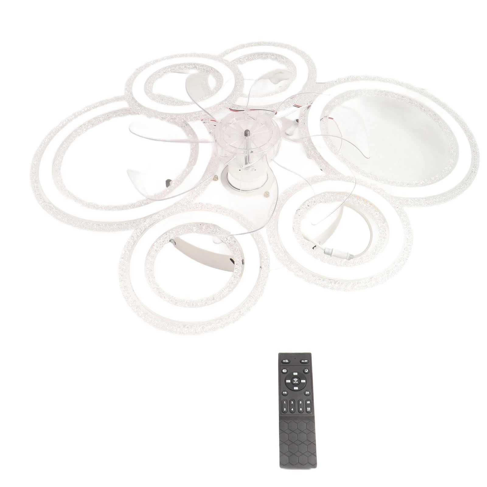 Fan Light LED Nordic Modern Ceiling Fan Lamp 6 Rings Ceiling Fan Light Easy To Install for Bedroom Living Room Dining Room XJ2500613