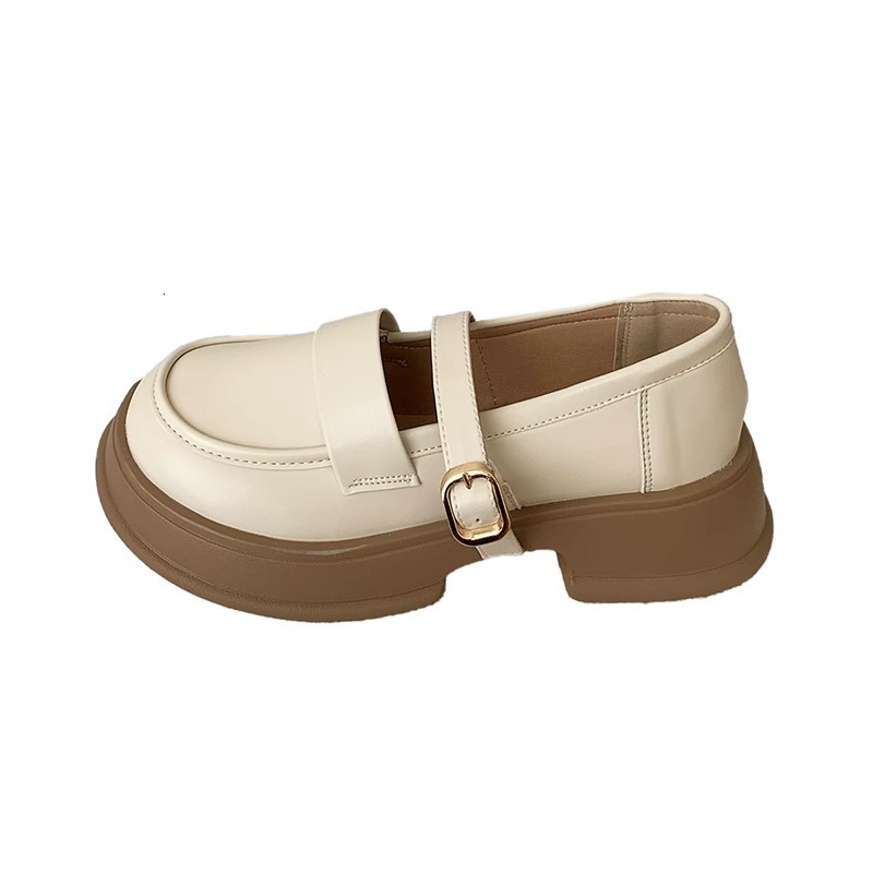 Ddmyoutdoor Versatile British Style Women S Leather Spring New Thick Sole Chunky Heel Fashion Casual Loafers Mary Jane Shoes Outdoor Shoes