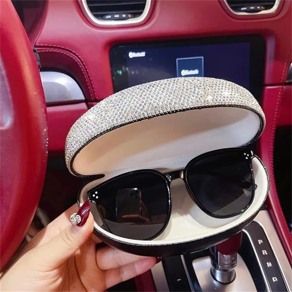 KLASSNUM Rhinestone Glitter Glasses Case Women Sparkling Sunglasses Box Bling Crystal Orgenizer Pressure Container In 250610