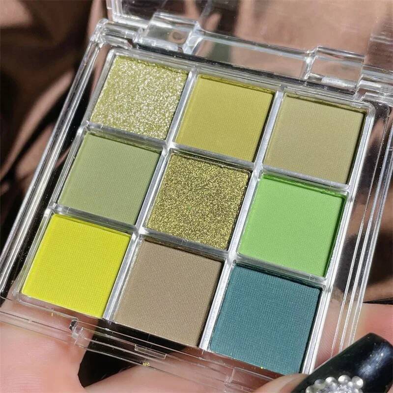 9 Colors Glitter Grassy Green Eyeshadow Dream Girl Pearly Eye Shadow Waterproof Pigment Contour MakeUp Palette Cosmetics