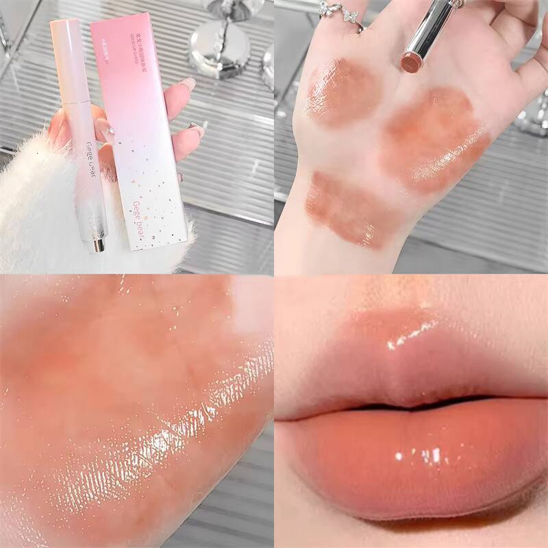 6 Colors Jelly Lipstick Moisturizing Mirror Water Light Solid Gloss Glass Tea Red Orange Lip Glaze Tint Makeup Cosmetics New happy
