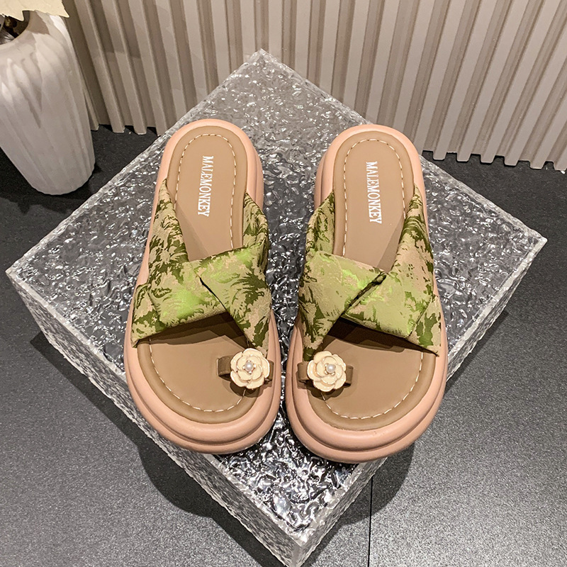 Ddmysports Summer Women S Slippers To Match Skirts French Camellia Beautiful Toe Clip Sandals New Chinese Style Shoes Outdoor Shoes