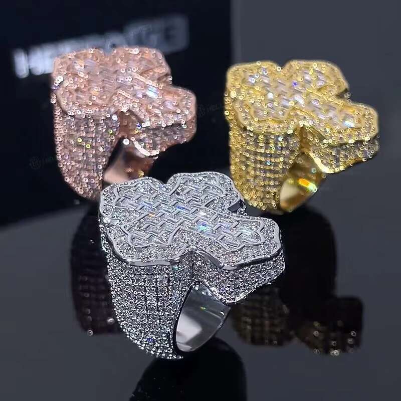 Rapper High Quality Championship Ring Iced Moissanite Stone Wholesale Popular 925 Silver Moissanite Ring for Men