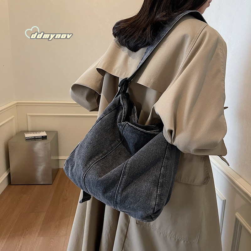 Fashion Handbag Niche Versatile New Single Shoulder Casual Denim Wear-resistant Large Capacity Lazy Crossbody Bag ddmynov