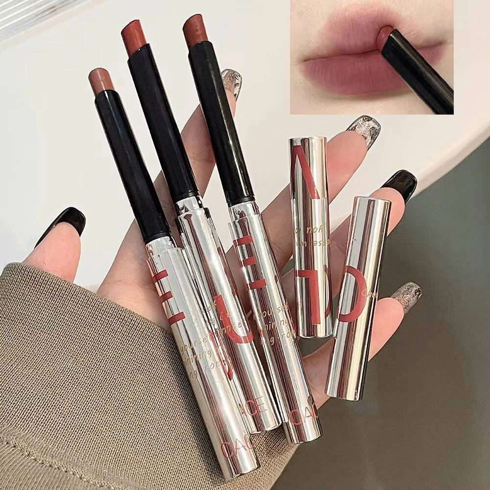Retro Rose Lipstick Matte Moisturizing Waterproof Sexy Red Tint Pigmnet Fog Mud Lip Balm Slim Tube Beauty Lips Cosmetic happy