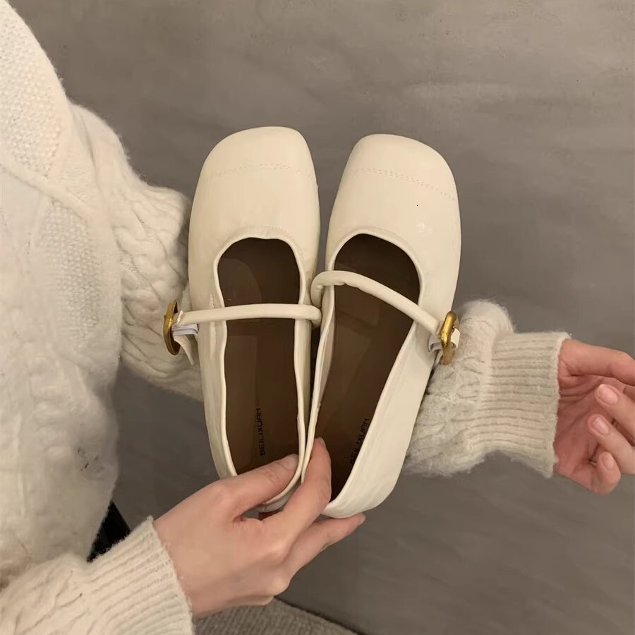 Ddmyoutdoor Shallow Mouth Single For Women New Spring And Autumn French Style Granny To Match Dresses Mary Jane Flat Shoes Outdoor Shoes