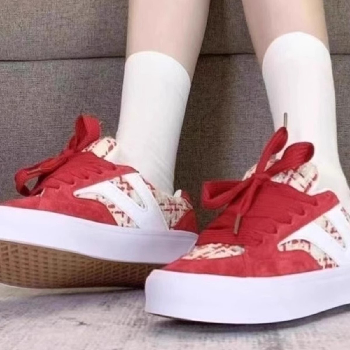 Ddmysports Korean Style New Small Fragrance Skateboard Bread Shoes For Women Ins Niche Low Top Versatile Color Blocking Casual Sneakers Outdoor Shoes