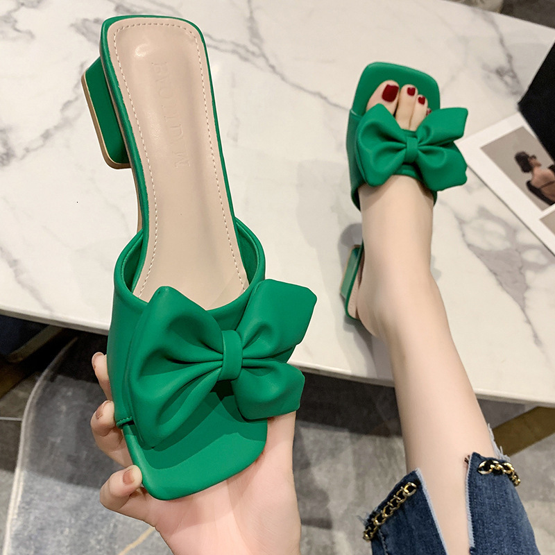 Ddmyoutdoor Fairy Style Bowknot Sandals For Women Summer New Fresh Thick Heel Outdoor Wear With Skirts Versatile One Strap Slippers Outdoor Shoes