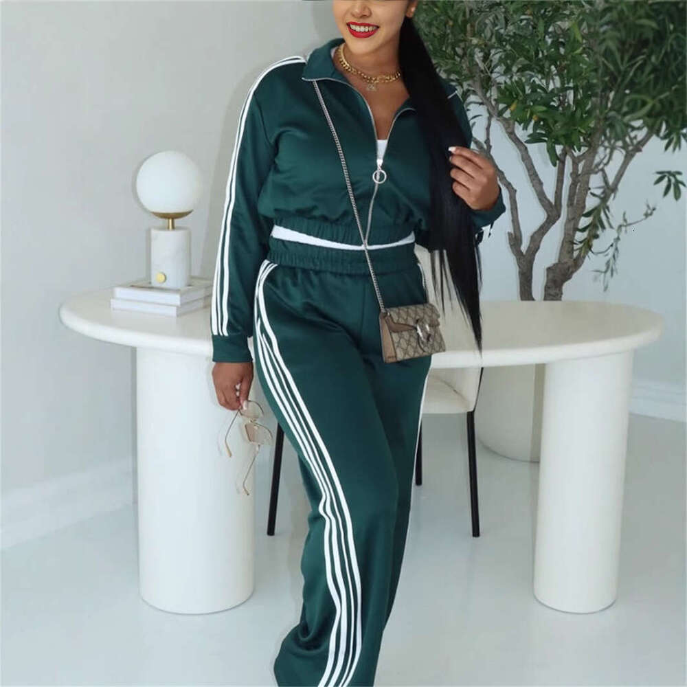 Autumn New Fashion Loose Casual Sports Style Solid Color Long Sleeve Top Jacket And Pants Set For Women B5