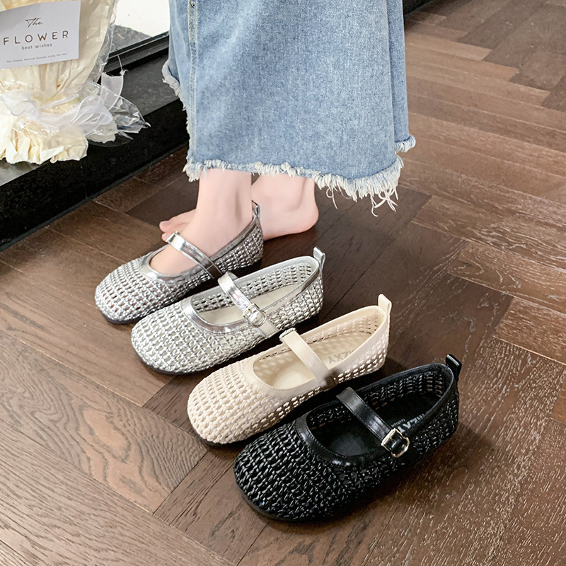 Ddmyoutdoor French Mary Jane For Women Summer New Fairy Style Versatile Breathable Hollow Strap Single Shoes Outdoor Shoes
