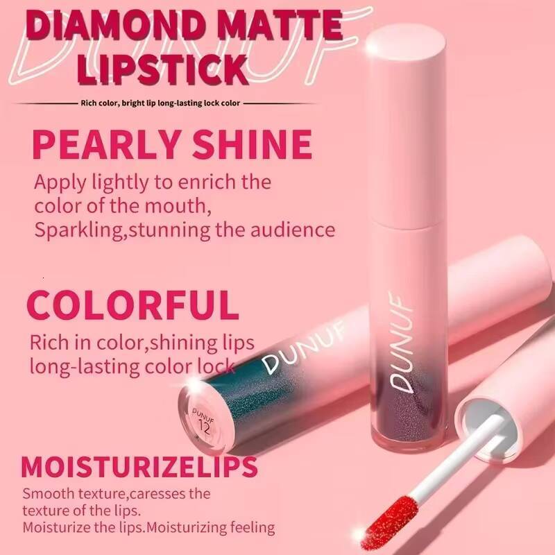 18 Colors Diamond Glitter Liquid Lipstick Waterproof Long Lasting Women Sexy Red Green Lips Gloss Shimmer Lip Makeup Cosmetics happy