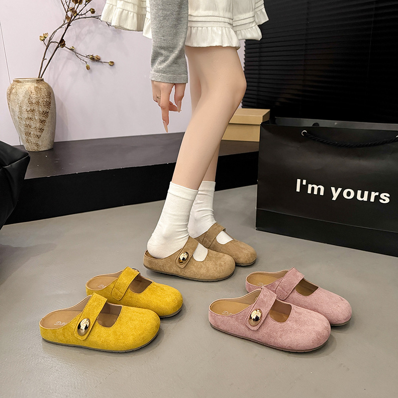 Ddmyoutdoor Women S French Closed Toe Slippers Spring Gentle Fairy Style Soft Sole One Strap Dress Shoes Outdoor Shoes