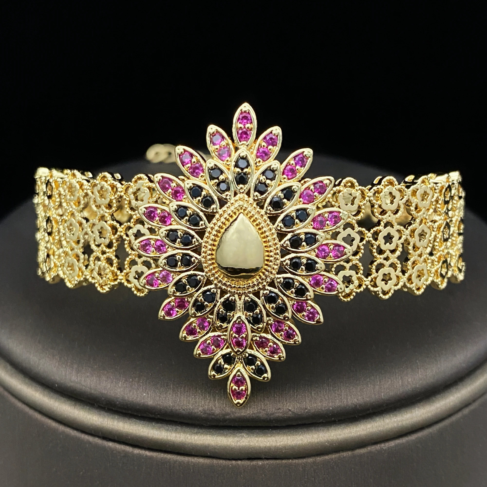 JRH Plated 18K Womens Jewelry Set Necklace Earrings Bracelet Ring Libyan Bridehigh Quality Fine Jewelry Woman Wedding Gift set 250609