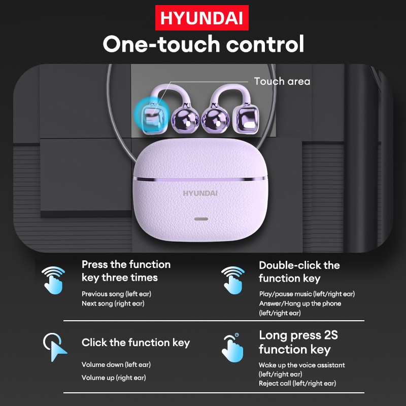 HYUNDAI Fashion Earrings Design Headphones with IPX5 Waterproof Electronic Earbuds for Music & Calls Comfortable for Sports airpodmax Headset HY-C03