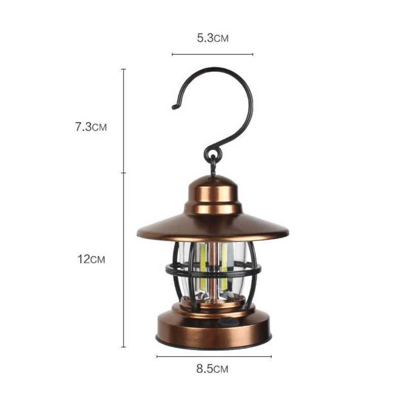Vintage Camping Lantern Lamp Outdoor Mountaineering Camping Portable Lighting Lanterns Battery-powered LED Hang Tent Light W250613