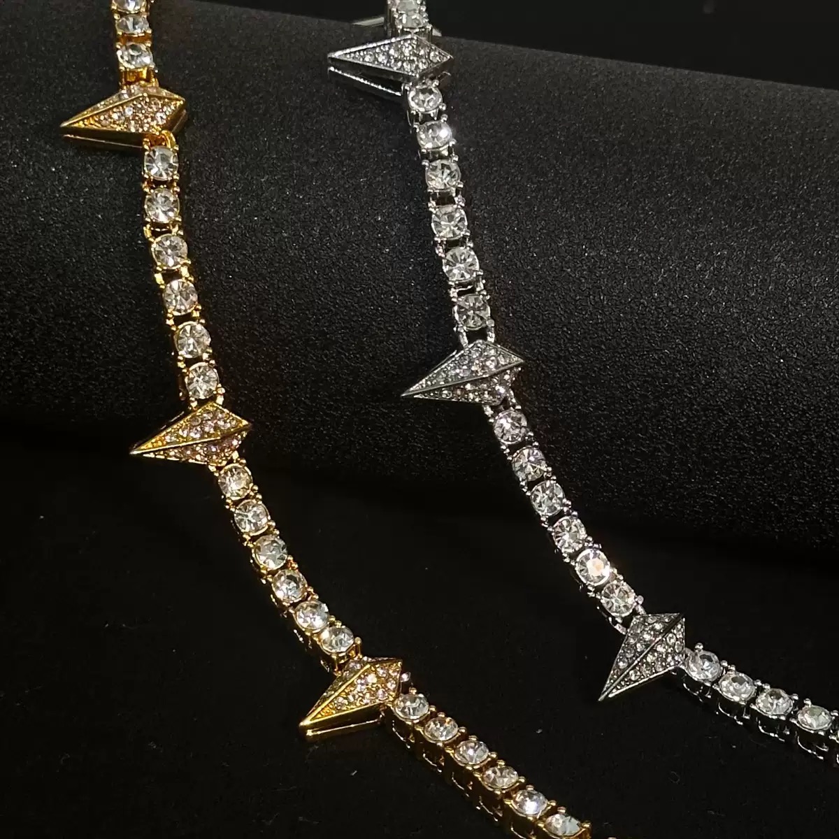 Street Style Geometric Design Artificial Zircon Decor Bracelet Necklace Hip Hop Tennis Bracelet Fashion Jewelry for party