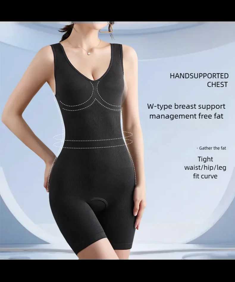 Seamless Womens Bodysuit Butt Lifter Shapewear Waist Body Shaper Strappy-Back Chest Enhancing Corrective Underwear XJ250614