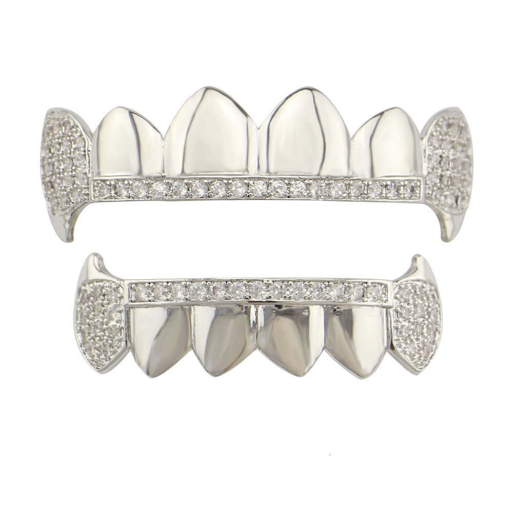 Personalized hip-hop dental jewelry set; vampire fangs; moissanite micro-pave dazzling dental accessories.