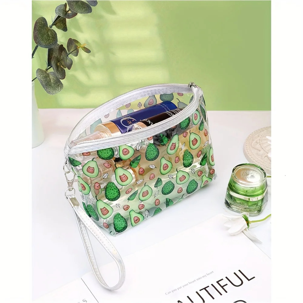 Clear PVC Cosmetic Bag Women Printed Make Up Pouch Travel Wash Toiletry Storage Organizer Waterproof Makeup Beauty Case 250614