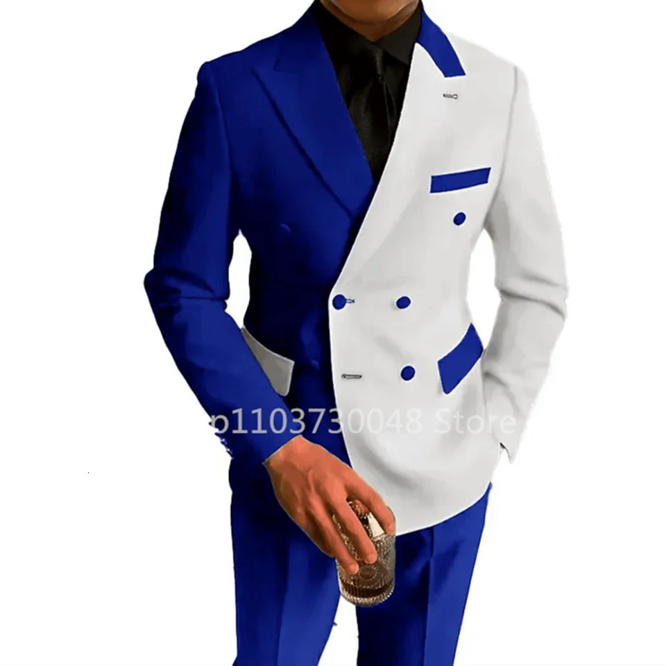 Fashion 2 Piece Wedding Men Suits Slim Fit Lapel Double Breasted Blazer Pants Formal Business Groom Tuxedos Costume Homme 250529