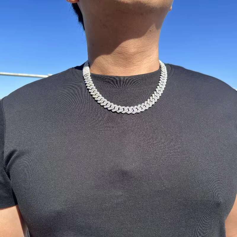 Hip Hop Style Iced Out Jewelry 6mm 8mm 10mm 12mm 14mm 20mm Width 925 Sterling Silver VVS Moissanite Cuban Link Chain Bracelet